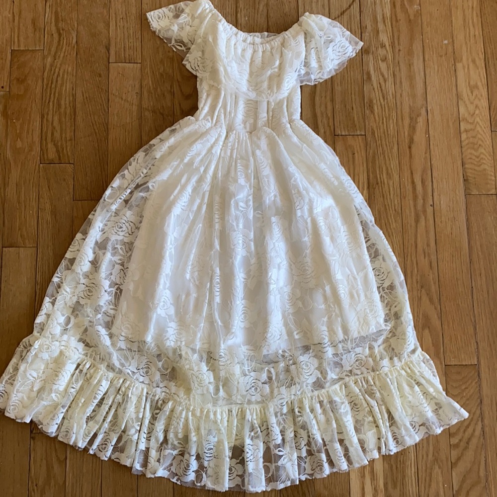 Ivory Lace Victorian Style Girl Dress